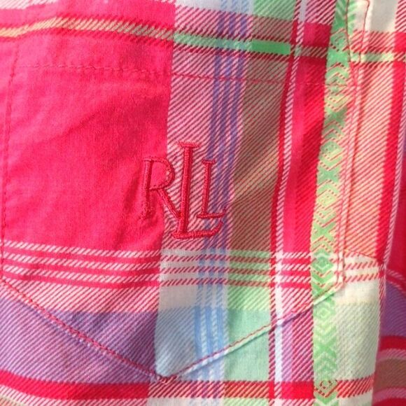 Lauren Ralph Lauren pink plaid button-up sleeveless top sz L Preppy, Y2K - Picture 3 of 6